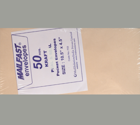 MAIL FAST 50 PACK KRAFT 90 GSM 10.5 X 4.5 INCHES